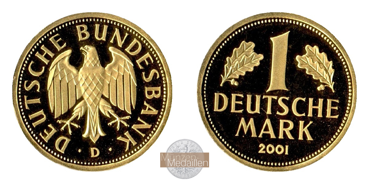 BRD   1 Mark  2001 D MM-Frankfurt   Feingold: 12g Goldene Abschiedsprägung der Deutschen Bundesbank 