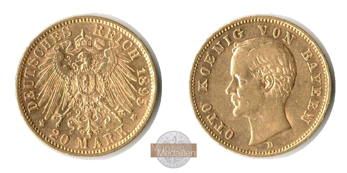 Bayern, Kaiserreich 20 Mark MM-Frankfurt KM#920 Feingold: 7,17g Otto 1895 D 