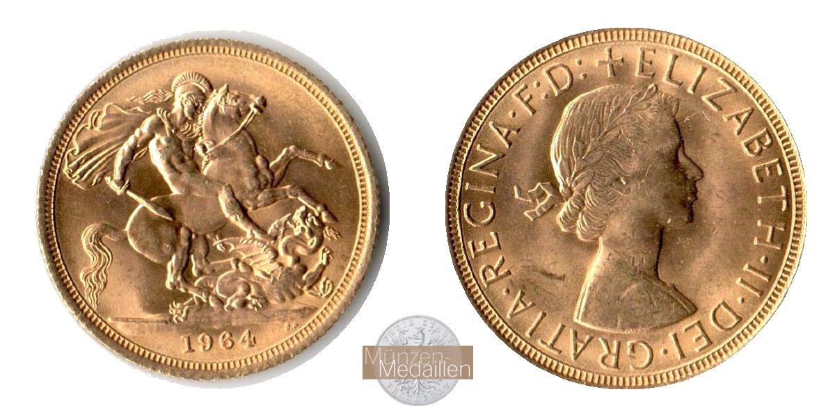 Grossbritannien MM-Frankfurt  Feingold: 7,32g Sovereign 1964 