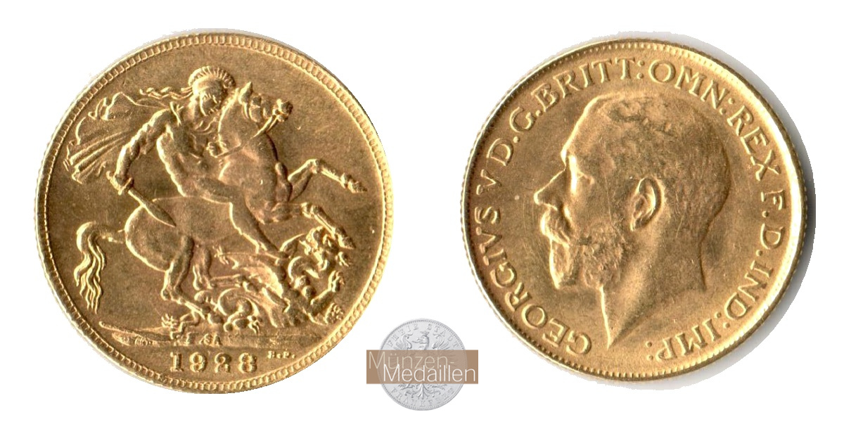 Grossbritannien  Sovereign  1928 SA MM-Frankfurt  Feingold: 7,32g Georg V, 1910-1936  