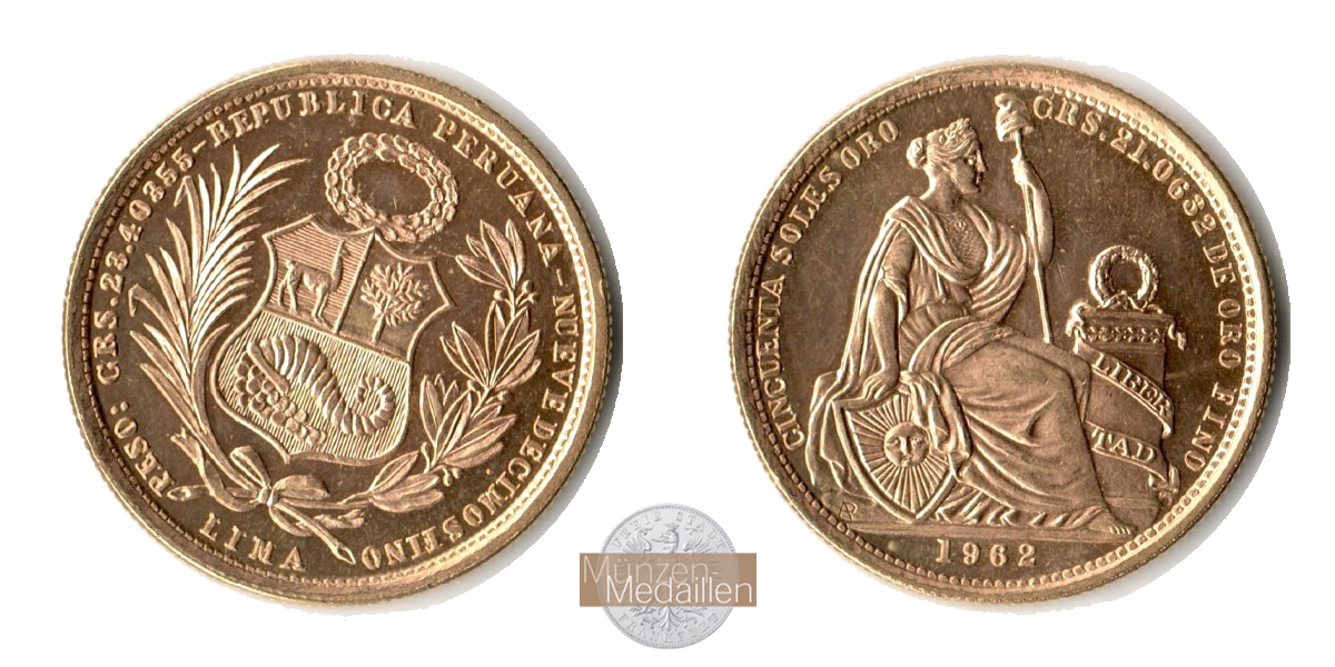 Peru MM-Frankfurt Feingewicht: 21,069g 50 Soles 1963 