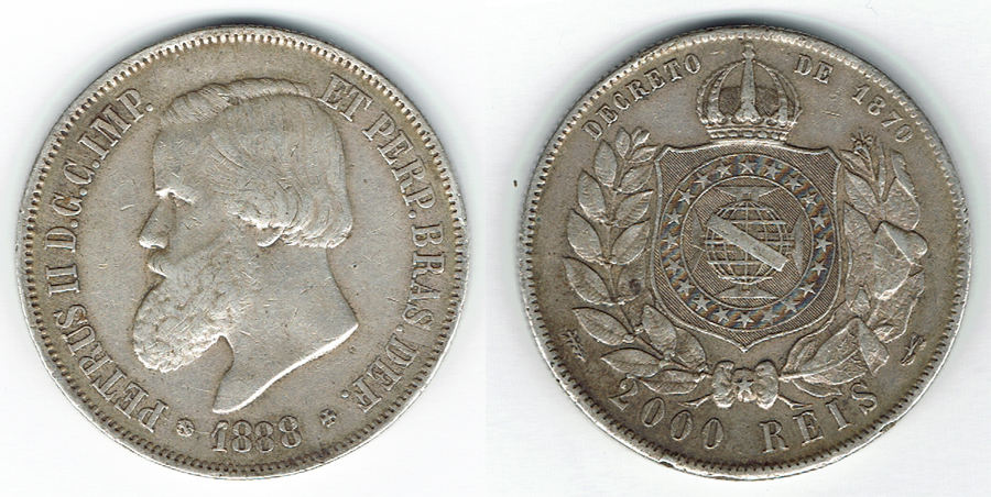  SZAIVERT BRASILIEN 2000 REIS 1888   