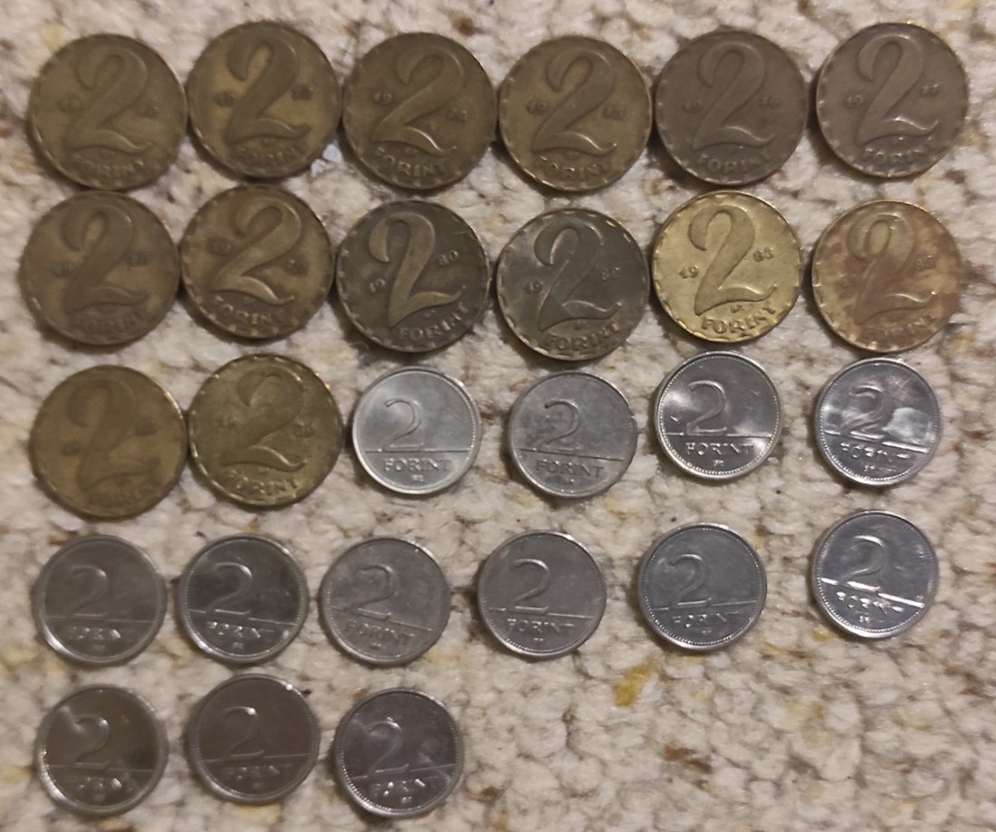  Set 088: Ungarn Münzlot mit 27 x 2 Forint Stücken verschiedener Prägejahre   
