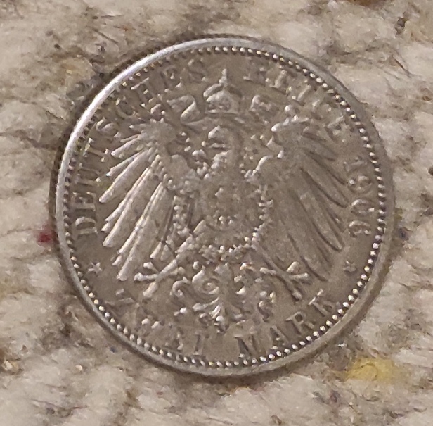  Baden 2 Mark 1906, SILBER, 50 Jahre Hochzeit von Friedrich I. und Luise von Preußen   