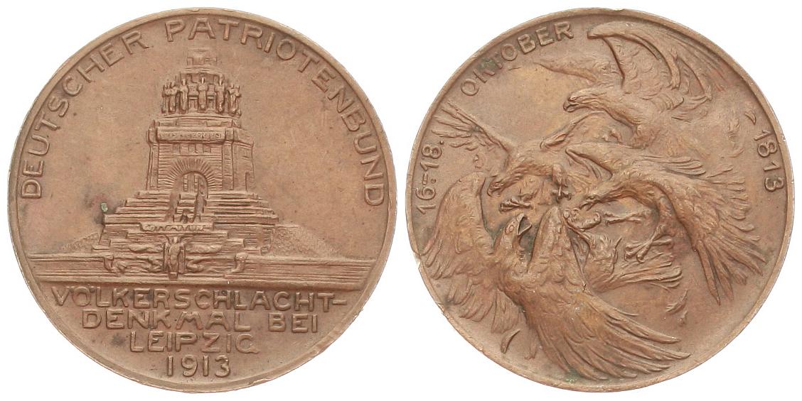  Deutschland: Bronzemedaille a.d. Völkerschlachtdenkmal, ø = 33,5 mm, 16,9 Gramm, siehe Bilder!   