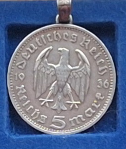  Deutsches Reich, 5 Reichsmark, 1936 Paul von Hindenburg gehenkelt Silber   