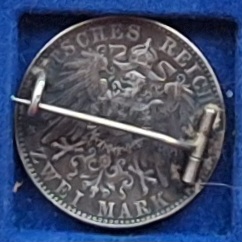  Deutsches Kaiserreich. 2 Mark. ♧1902 Albert*1828 König von Sachsen Silber tragbare Brosche   