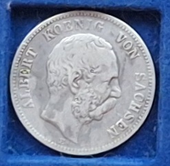  Deutsches Kaiserreich. 2 Mark. 1877 Albert König von Sachsen Silber   