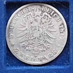  Deutsches Kaiserreich. 2 Mark. 1877 Albert König von Sachsen Silber   