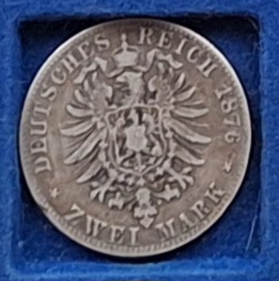  Deutsches Kaiserreich. 2 Mark. 1876 Wilhelm Deutscher Kaiser König von Preussen Silber   