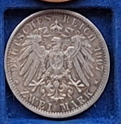  Deutsches Kaiserreich. 2 Mark. 1907 Wilhelm II Deutscher Kaiser König v. Preussen Silber   