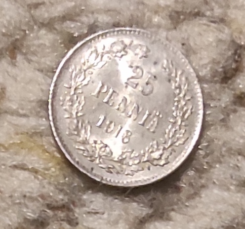  Finnland 25 Penniä 1916, SILBER, Nikolaus II. (1895 - 1917)   