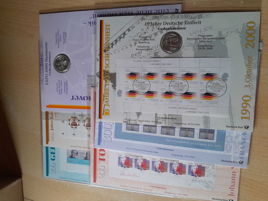 17 x 10 DM stgl. 1998 bis 2001 in tollen Numisblättern 245 Gramm Feinsilber