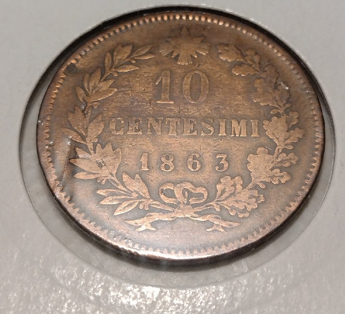  Italien 10 centesimi 1863. Vittorio Emanuele 2.   
