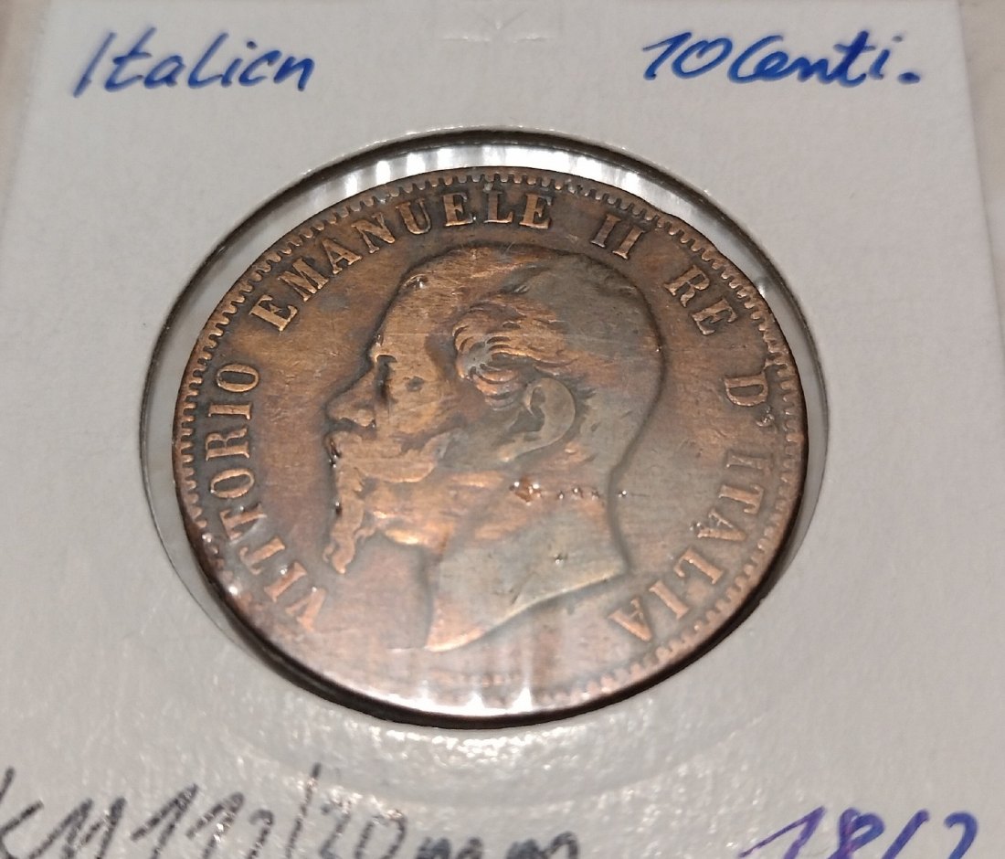  Italien 10 centesimi 1863. Vittorio Emanuele 2.   