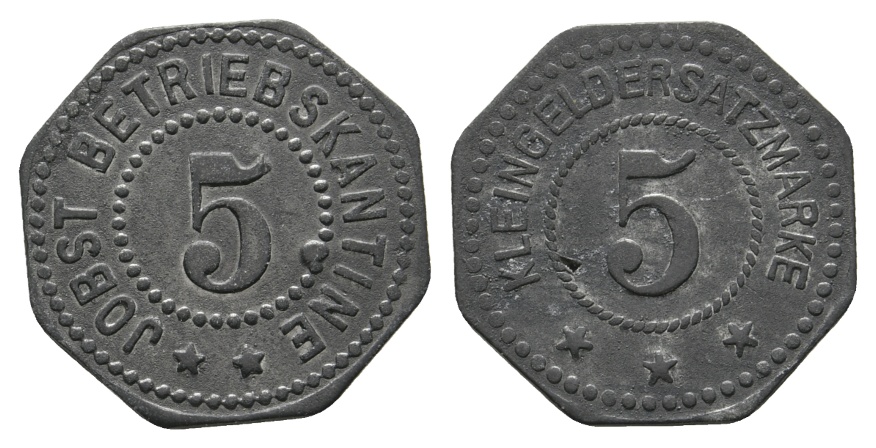 Bayern; Dachau; Jobst Betriebskantine ZW: 5; Kleingeldersatzmarke; Menzel 4792.1   