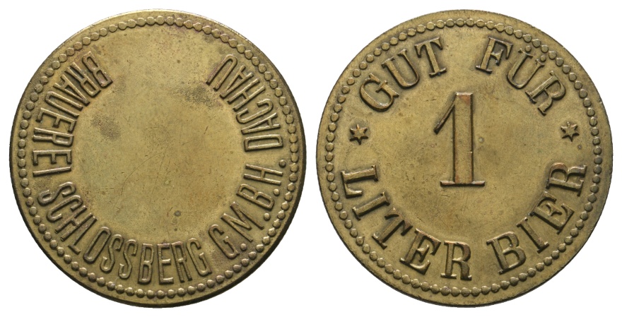  Bayern; Dachau; Brauerei Schlossberg G.M.B.H. Dachau; Gut für 1 Liter Bier; Menzel 4790 Variante   