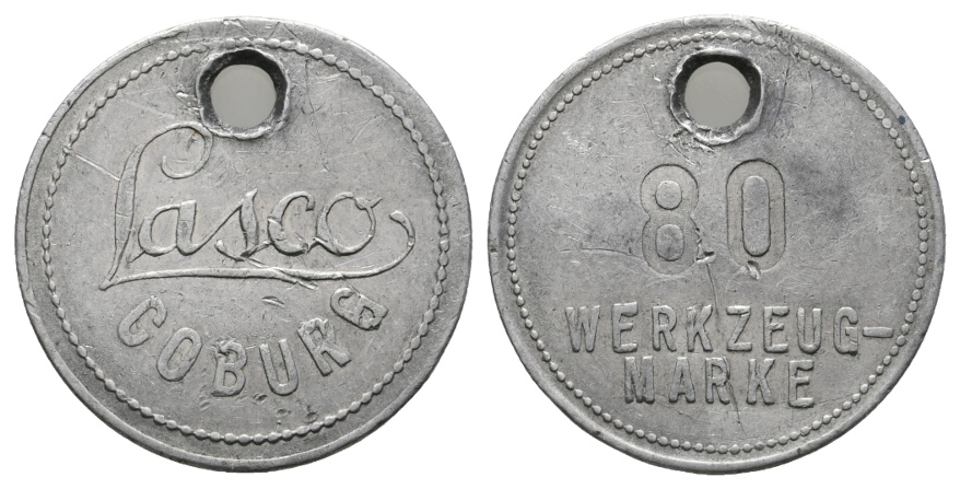  Bayern; Coburg; Lasco Coburg; Werkzeugmarke; gestanzt: 80 u. gelocht; Menzel -   