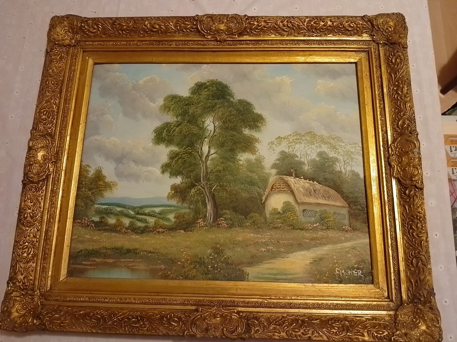  Gemälde von Fischer mit Rahmen   