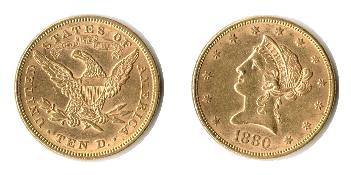 USA 10 Dollar MM-Frankfurt Feingold: 15,05g Liberty Head 1880 