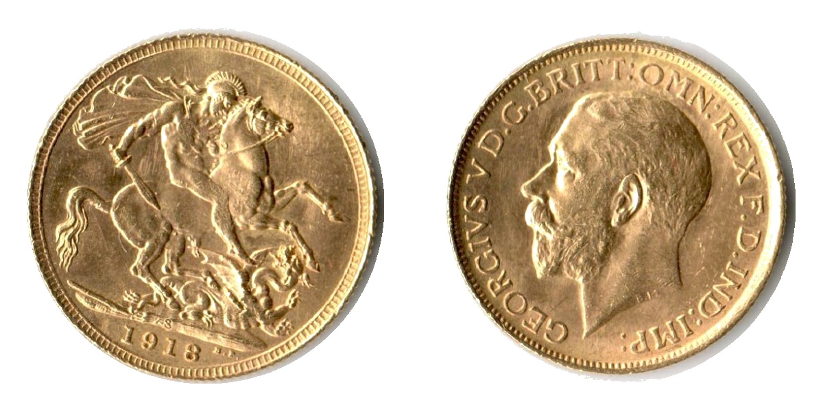 Grossbritannien  Sovereign MM-Frankfurt Feingold: 7,32g Georg V. 1910-1936 1912 