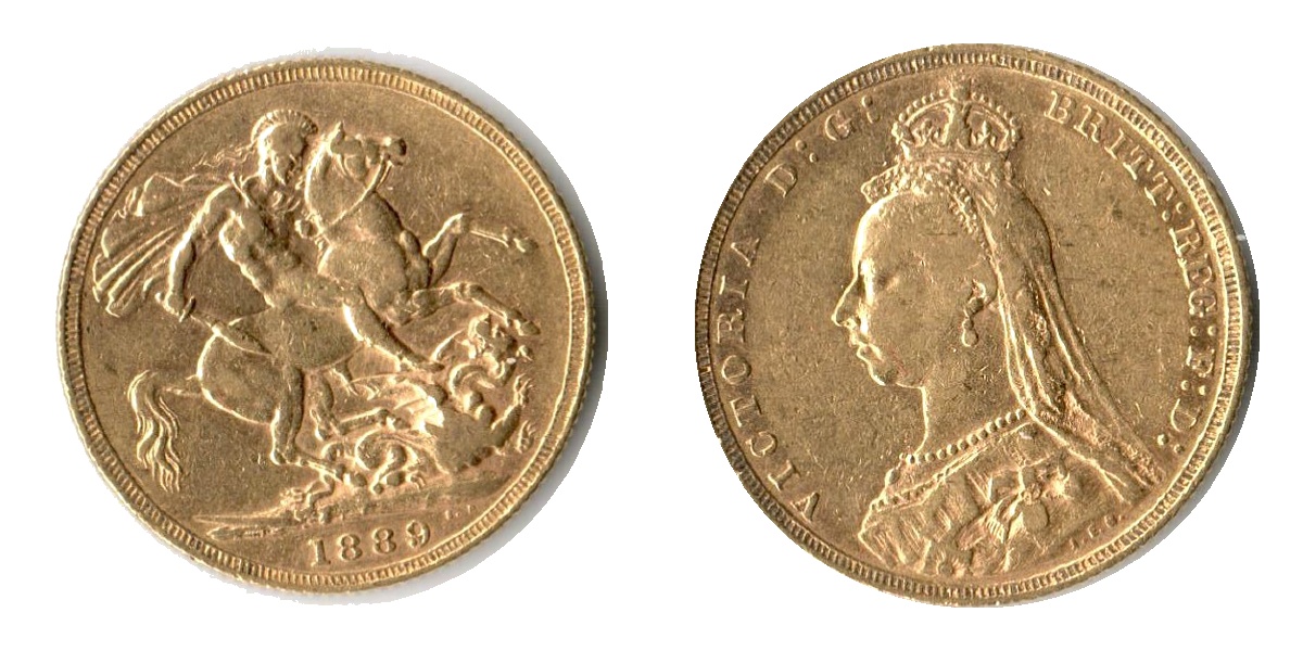 Grossbritannien MM-Frankfurt Feingold: 7,32g Sovereign - Victoria mit Krone 1889 