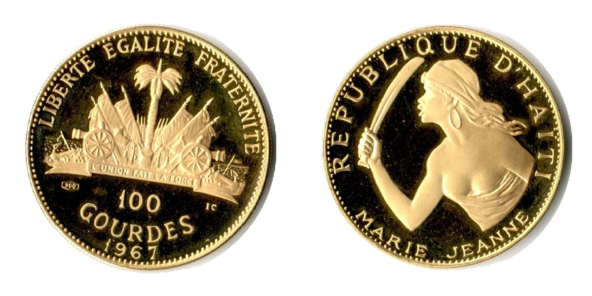 Haiti  100 Gourdes  1967 MM-Frankfurt Feingold: 17,78g 10th Anniversary of Revolution  