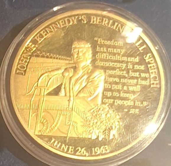  Medaille vergoldet John F. Kennedy am 26. Juni 1963 Leben und Vermächtis   