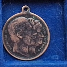 Deutschland um 1900 tragbare Medaille des Stadtschloss mit Wilhelm II und Auguste Viktoria   