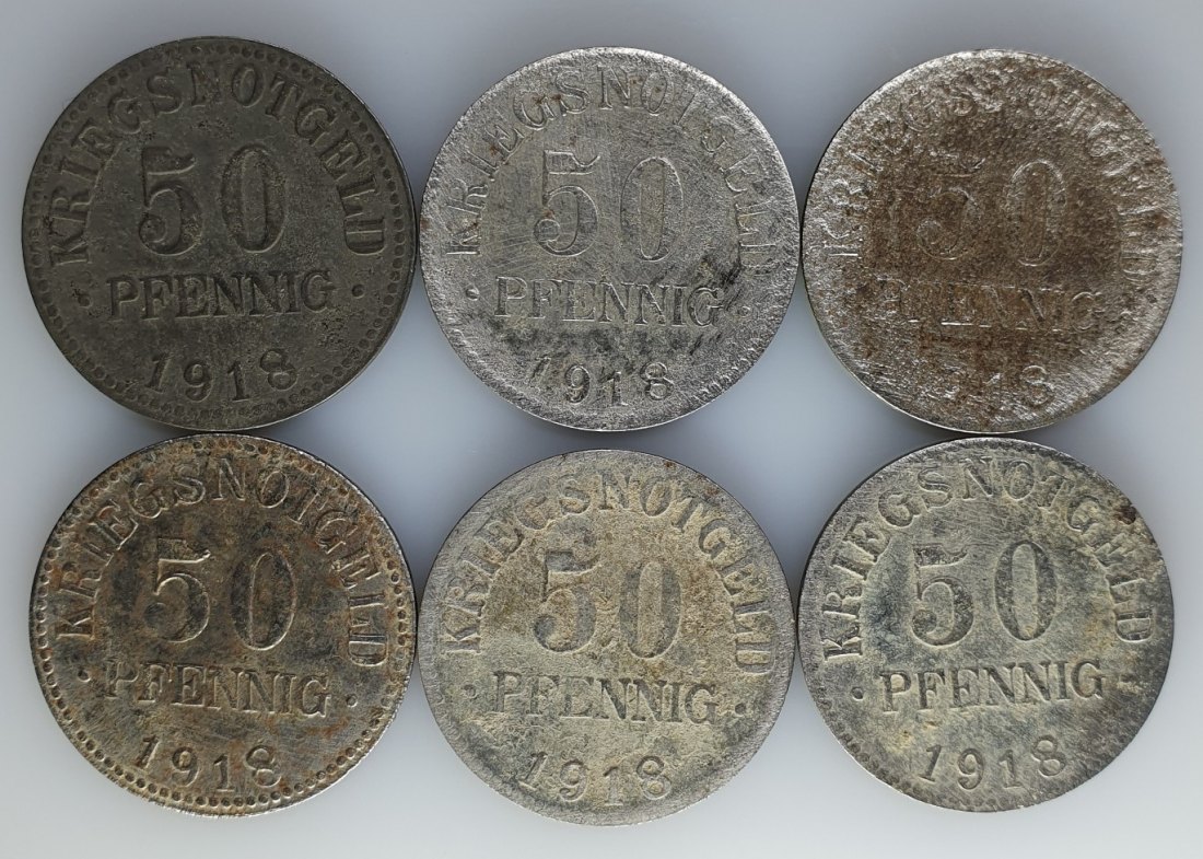  BRAUNSCHWEIG: KRIEGSNOTGELD: 50 Pfennig 1918 / HERZOGTUM 6 Münzen Konvolut #9   