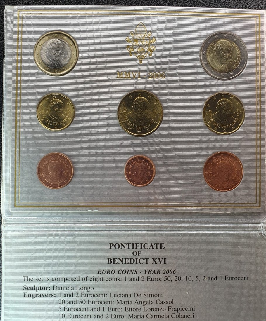  Vatikan Euro KMS 2006 Kursmünzensatz - Papst Benedikt XVI - UNC   
