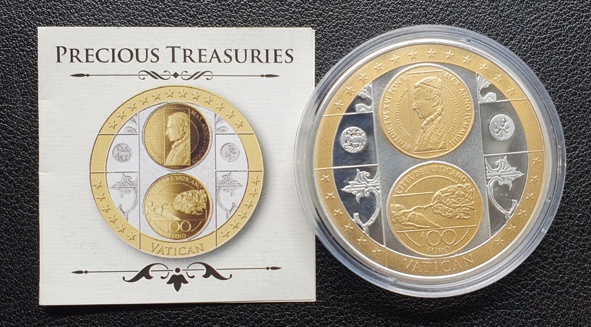 Vatikan Themen Medaille limitiert mit 24 Karat Goldapplikation