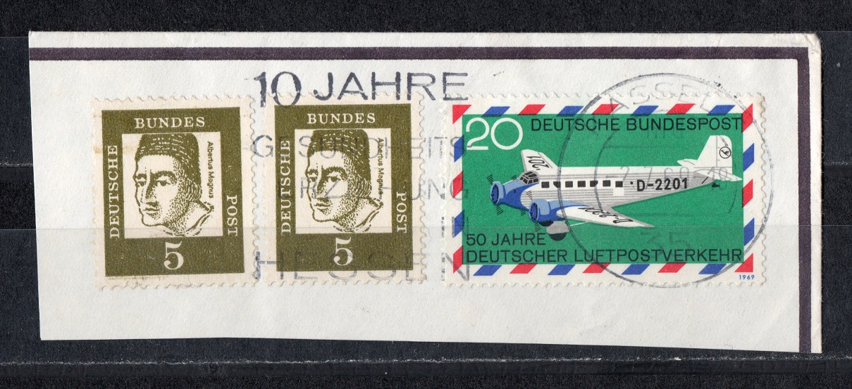  BRD 1961/69 Briefstück mit Mi. 347 u. Mi. 576 Echt gelaufen + SST.   