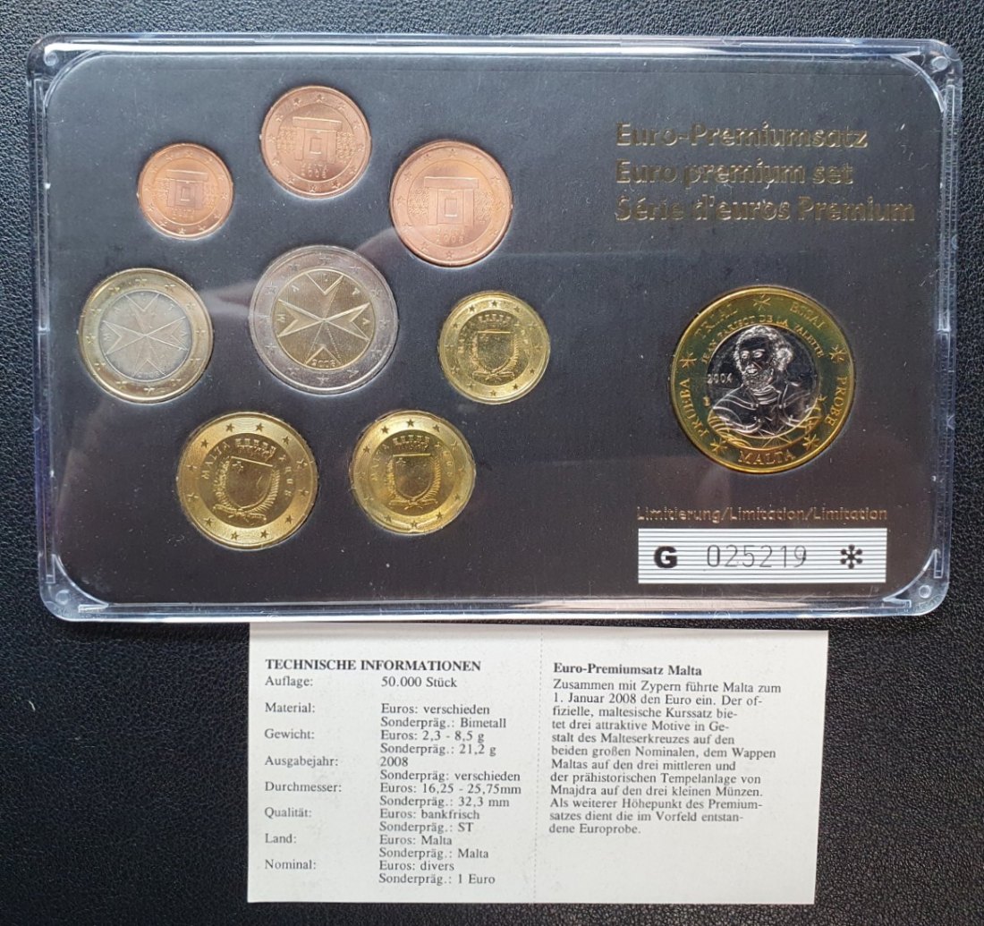 Malta Euro Premiumsatz 2008 im Hardcover mit Echtheits- Zertifikat