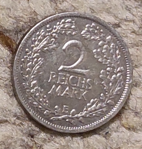  Weimarer Republik 2 Mark 1925 E, Silber, Buchstabe E ist selten   