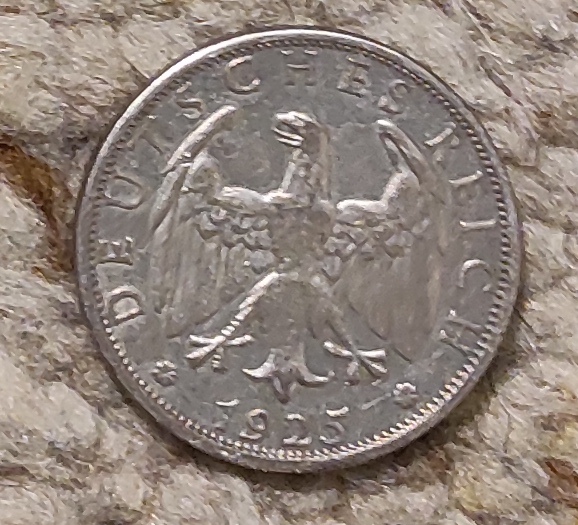  Weimarer Republik 2 Mark 1925 E, Silber, Buchstabe E ist selten   