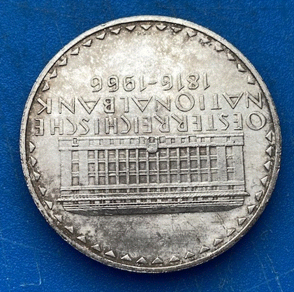  SILBER - Österreich 50 Schilling 1966 150 Jahre Nationalbank Wien   