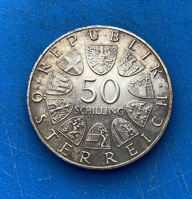  SILBER - Österreich 50 Schilling 1966 150 Jahre Nationalbank Wien   