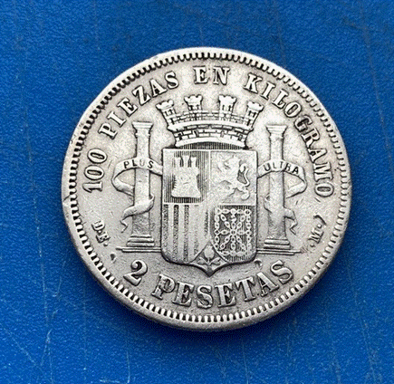  SILBER - Spanien 2 Pesetas 1870 - Provisorische Regierung - Silbermünze Espana   