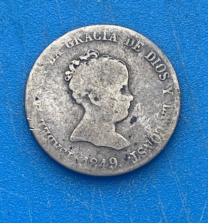  SILBER - Spanien (Königreich / Isabella II.) 4 Reales 1849 M Junges Porträt   