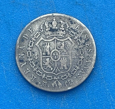  SILBER - Spanien (Königreich / Isabella II.) 4 Reales 1849 M Junges Porträt   