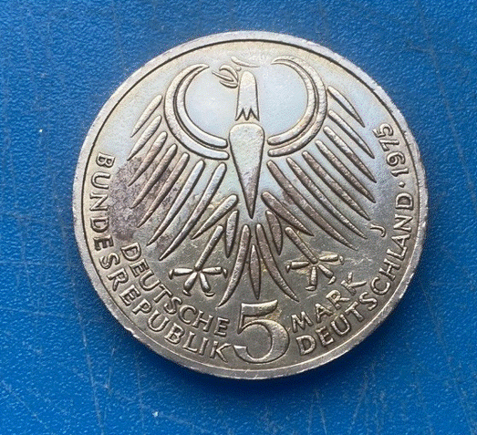  SILBER - Deutschland 5 Deutsche Mark 1975 J Friedrich Ebert   