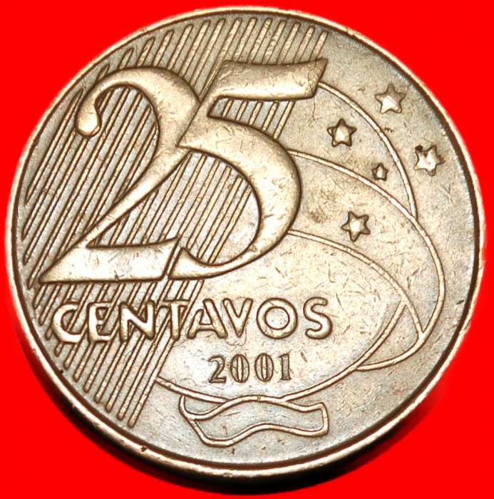 Ⰺ SÜDKREUZ (1998-2025): BRASILIEN ★25 CENTAVO 2001! STEMPEL I! DEODORO (1827-1892)★ OHNE VORBEHALT!