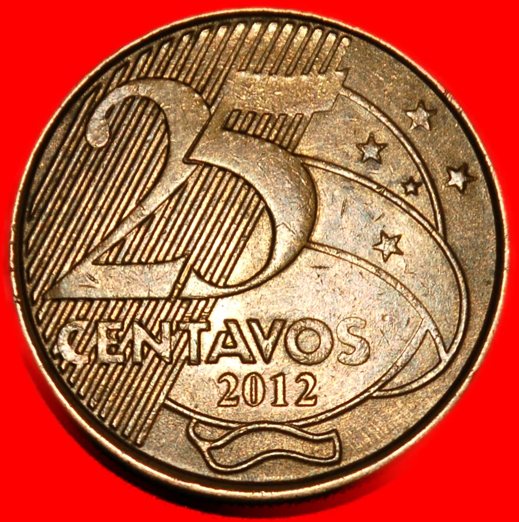 Ⰺ SÜDKREUZ (1998-2025):BRASILIEN★25 CENTAVO 2012 STEMPEL III B! DEODORO (1827-1892)★ OHNE VORBEHALT!