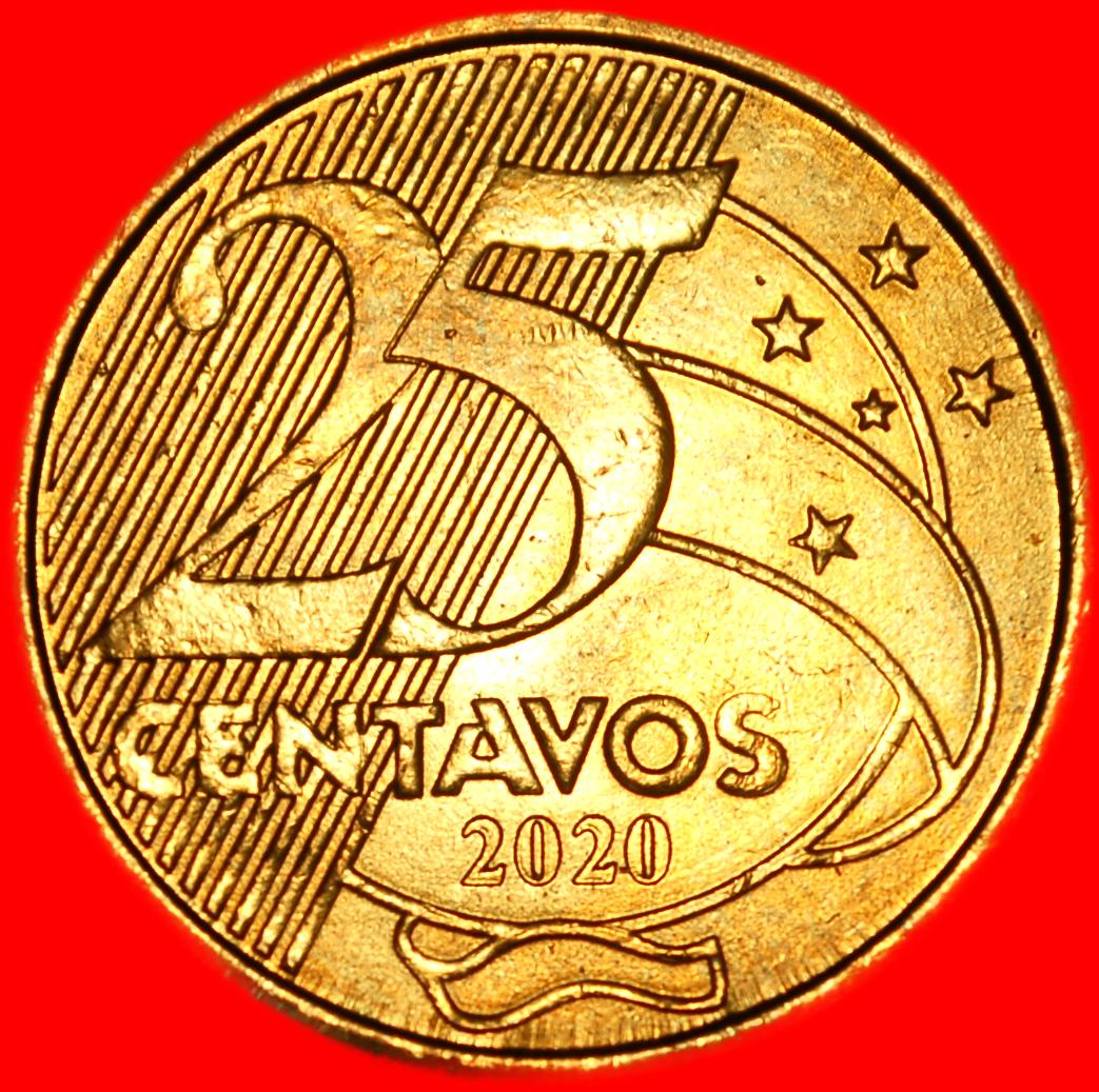Ⰺ SÜDKREUZ (1998-2025):BRASILIEN★25 CENTAVO 2020 STEMPEL III B! DEODORO (1827-1892)★ OHNE VORBEHALT!