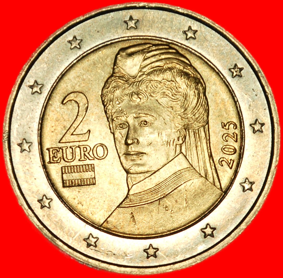  Ⰶ BERTHA VON SUTTNER 1843-1914:AUSTRIA★2 EUROS 2025 NON-PHALLIC TYPE 2008-2026★LOW START★NO RESERVE!   