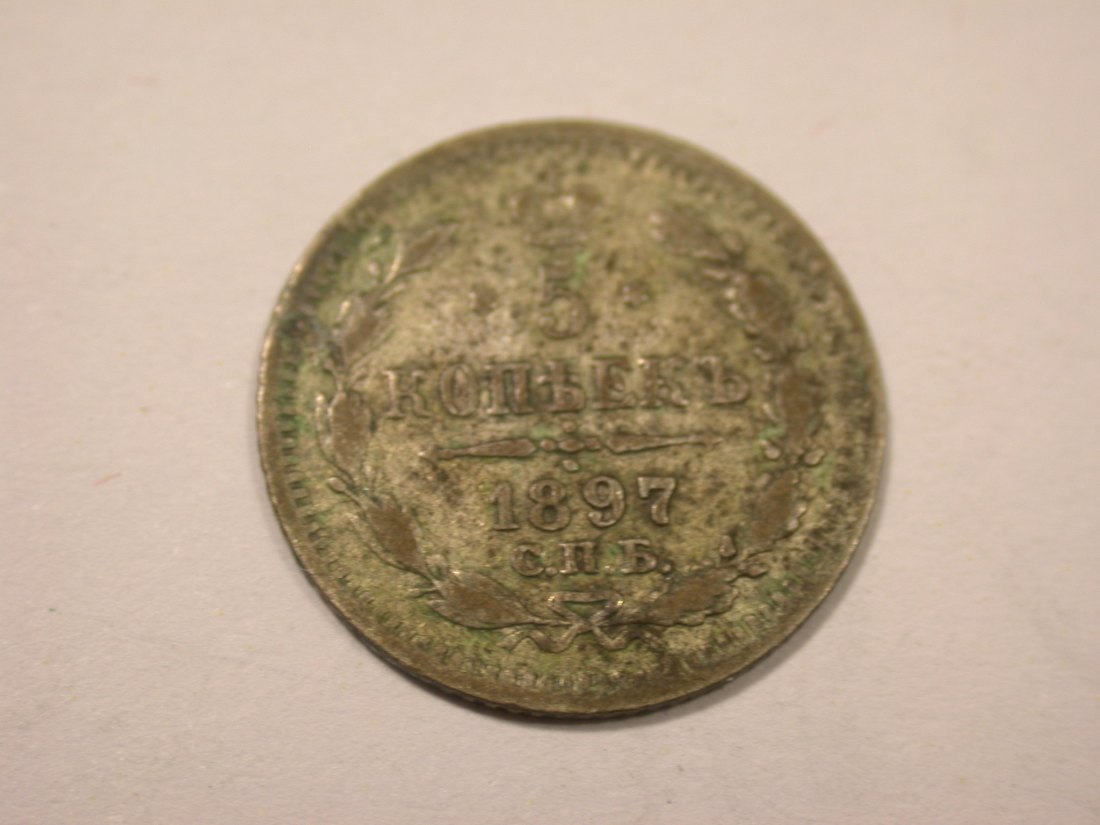 K05 Russland/UDSSR 5 Kopeken 1897 in ss Silber Originalbilder