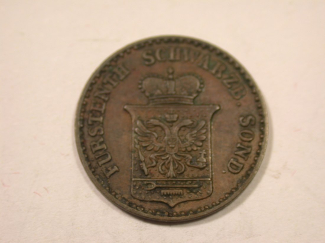  K05  Schwarzburg-Sonderhausen  1 Pfennig 1858 in ss+  Originalbilder   