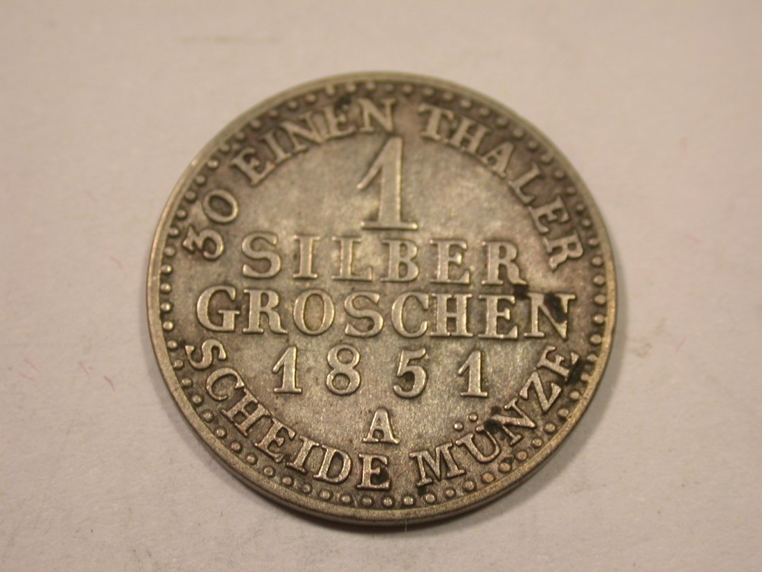 K05 Schwarzburg-Sonderhausen 1 Silbergroschen 1851 in f.ss Originalbilder