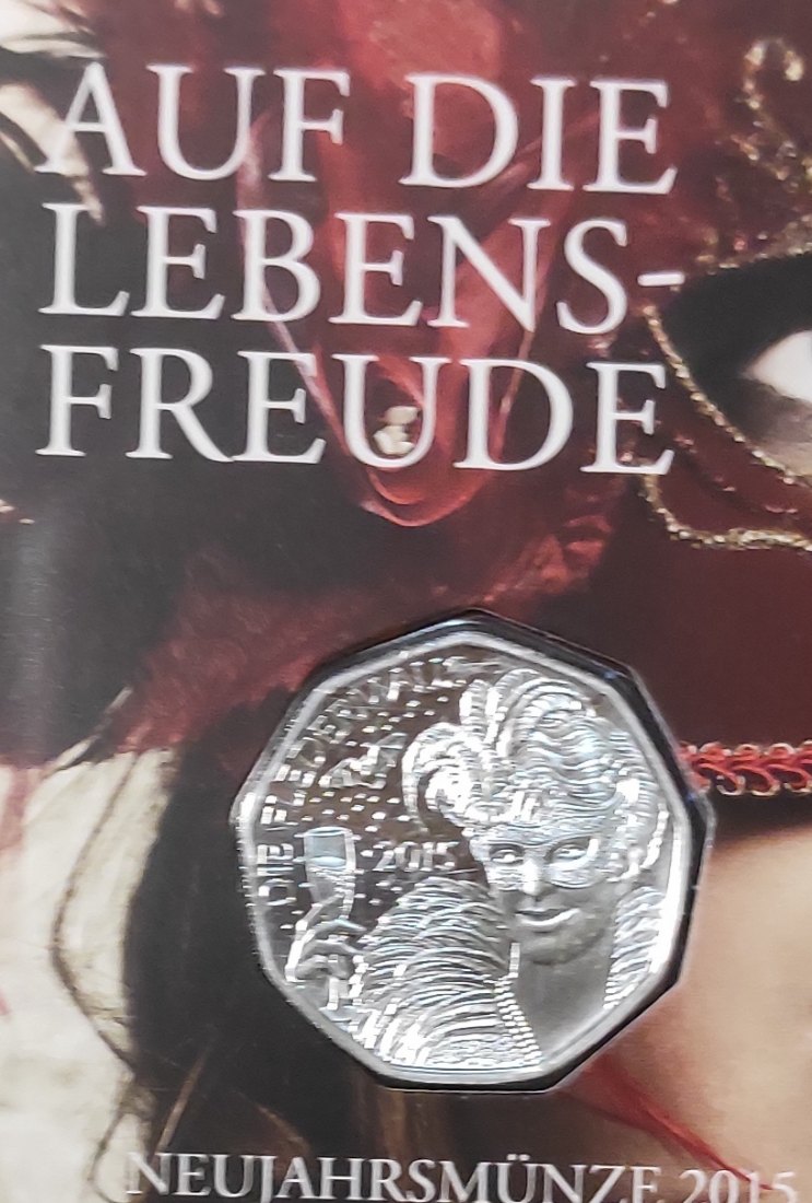  Österreich 5 Euro 2015, SILBER, Neujahr - Operette Die Fledermaus   